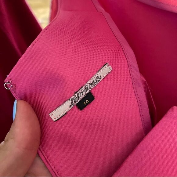 Lelarose Pink Silk Empire Mini Dress Taffeta 14 - Picture 7 of 12